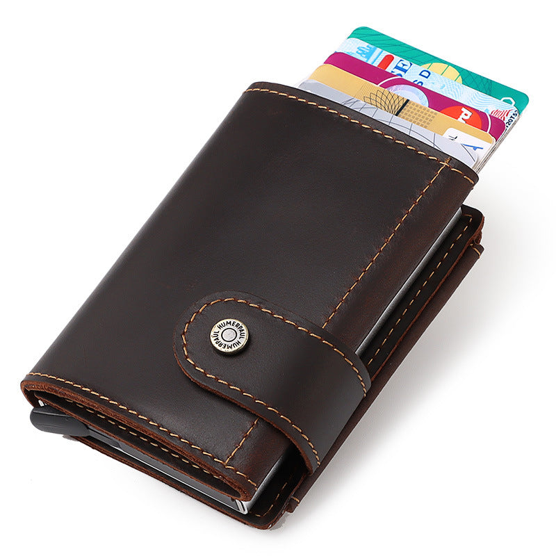 Credit Card Sleeve Retro Crazy Horse Leather RFID Card Holder Leather Card Box