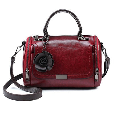 Vintage Women Shoulder Bags With Flower PU Leather Women
