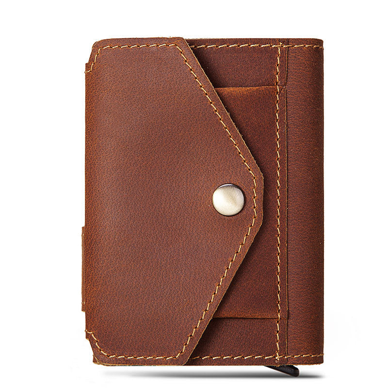 Credit Card Sleeve Retro Crazy Horse Leather RFID Card Holder Leather Card Box