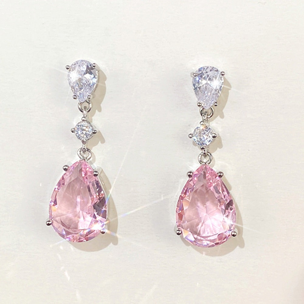 Pear shaped water drop earrings, light luxury, for Women's