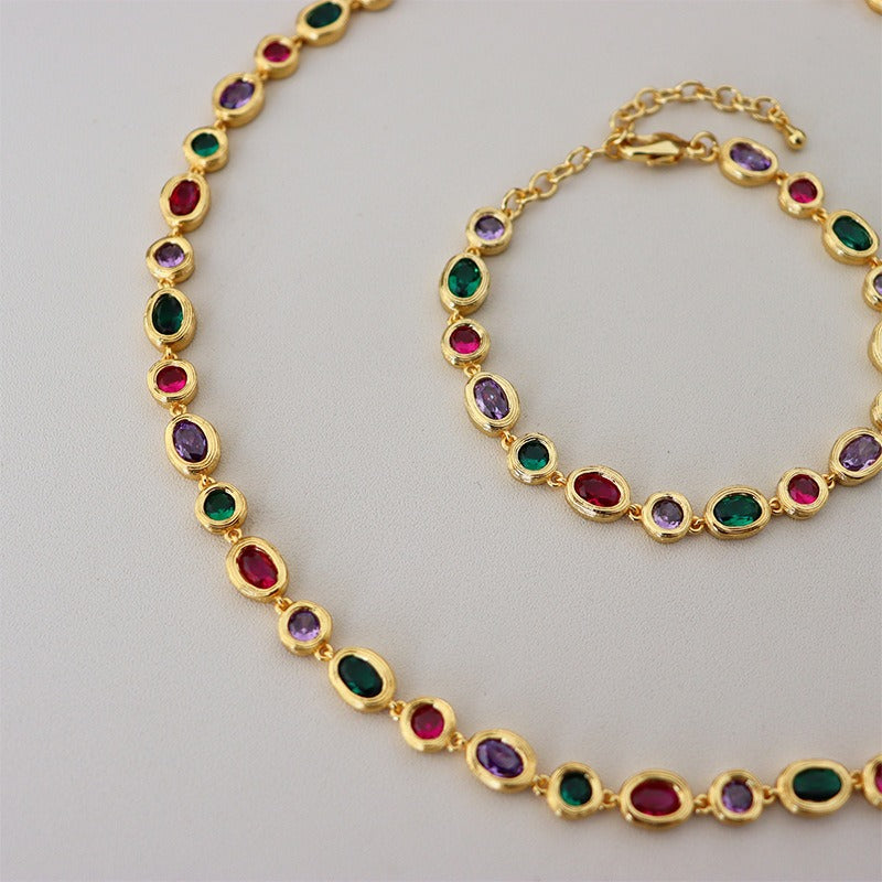 Vintage luxury zircon necklace for women's versatile