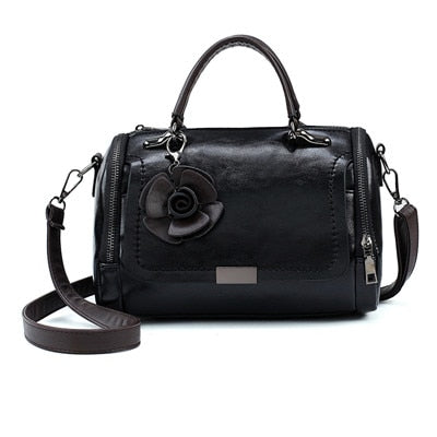 Vintage Women Shoulder Bags With Flower PU Leather Women