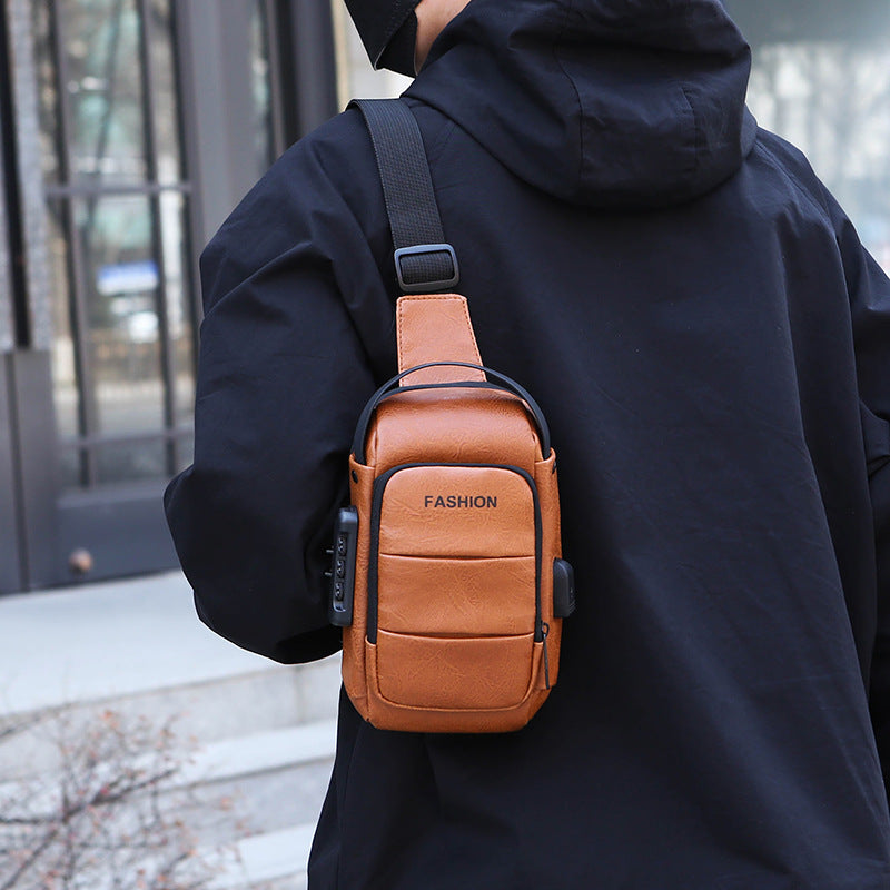 Chest bag men's backpack with USB charging and waterproof
