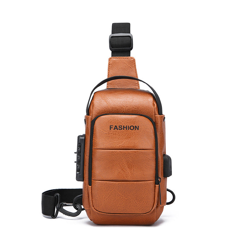 Chest bag men's backpack with USB charging and waterproof