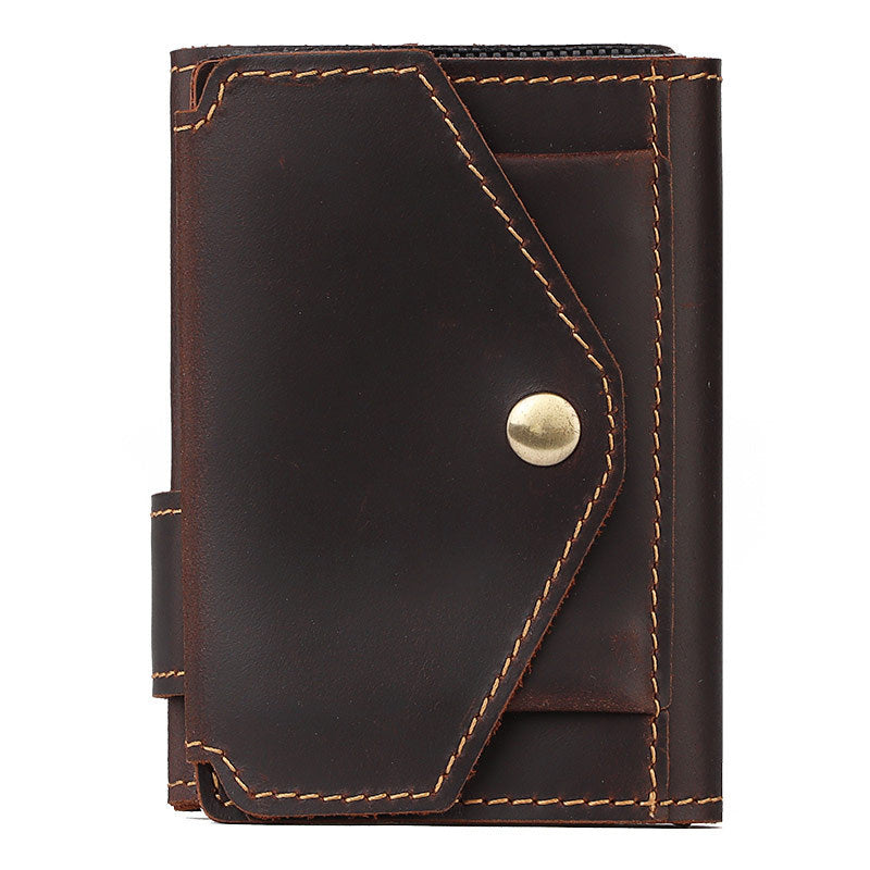 Credit Card Sleeve Retro Crazy Horse Leather RFID Card Holder Leather Card Box