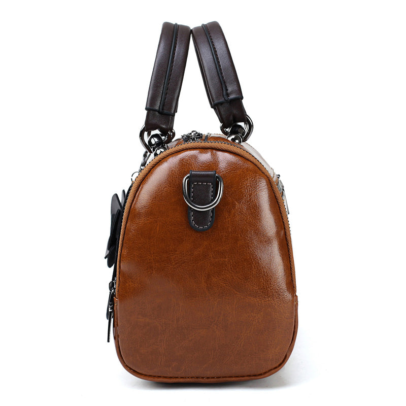 Vintage Women Shoulder Bags With Flower PU Leather Women