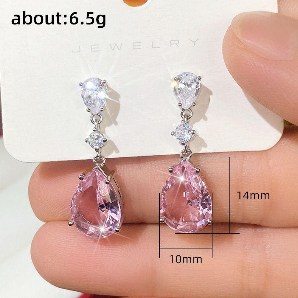 Pear shaped water drop earrings, light luxury, for Women's