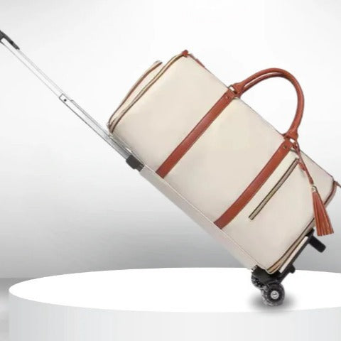 Retro Luxury Foldable Suit Bag, Garment Travel Bag with Wheels Waterproof Large Capacity
