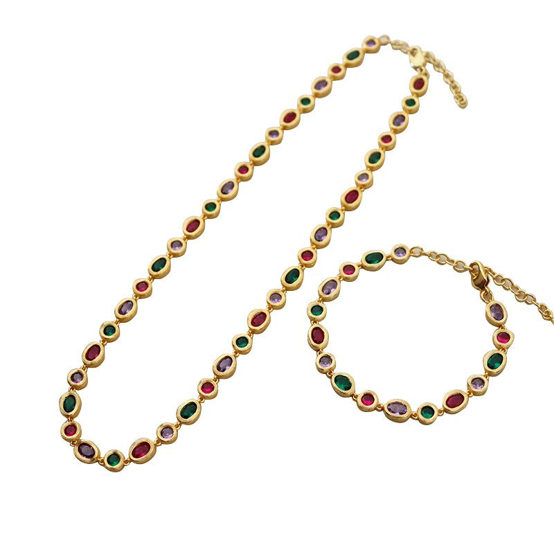 Vintage luxury zircon necklace for women's versatile