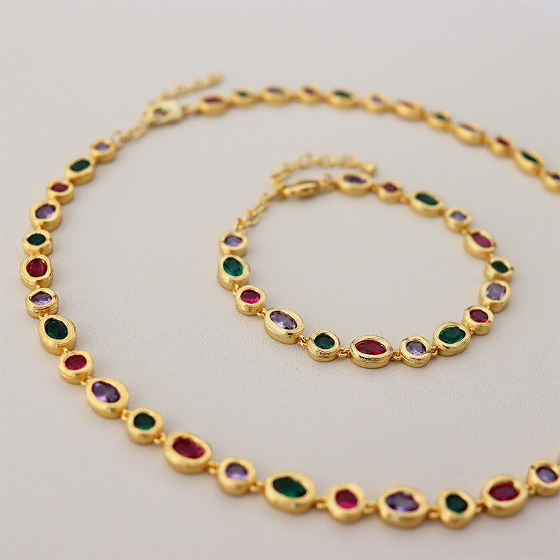 Vintage luxury zircon necklace for women's versatile