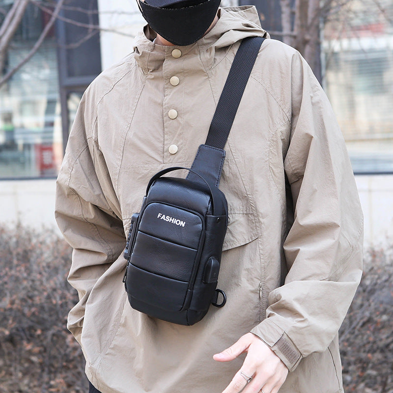 Chest bag men's backpack with USB charging and waterproof