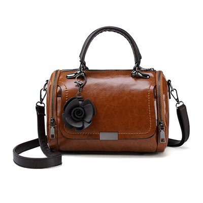 Vintage Women Shoulder Bags With Flower PU Leather Women