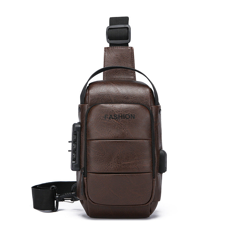 Chest bag men's backpack with USB charging and waterproof