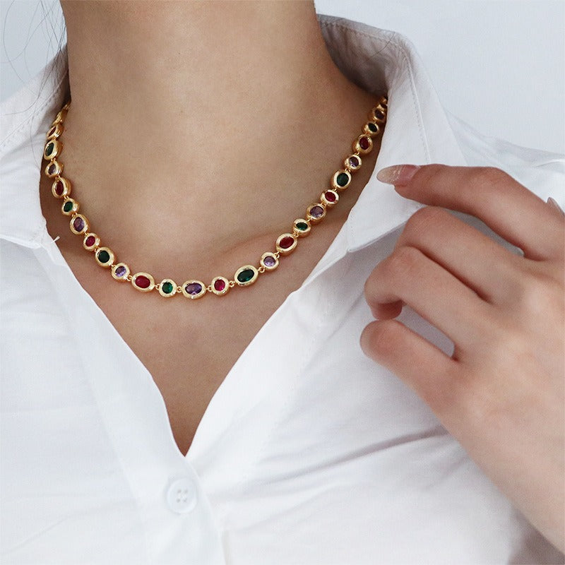 Vintage luxury zircon necklace for women's versatile