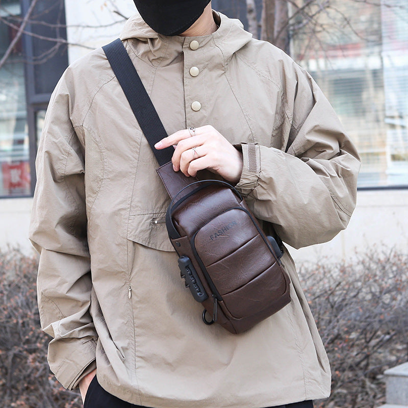 Chest bag men's backpack with USB charging and waterproof