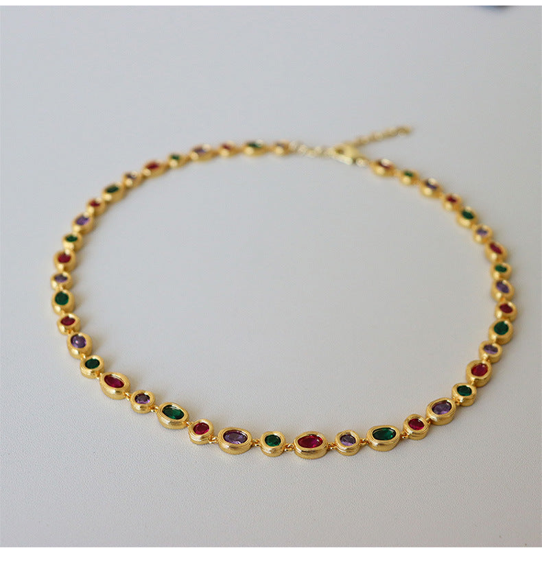 Vintage luxury zircon necklace for women's versatile
