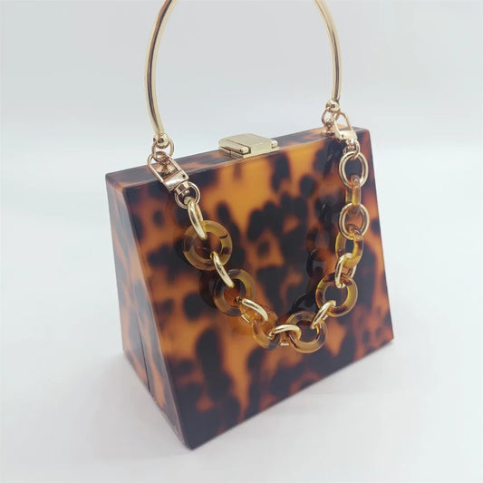 Luxury Leopard Women  Acrylic Clutch Bag
