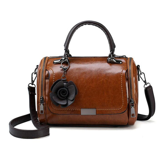 Vintage Women Shoulder Bags With Flower PU Leather Women