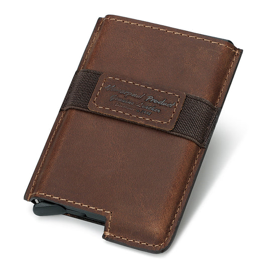 RFID  Swipe Card Box Leather Automatic Credit Card Sleeve Retro Card Wallet