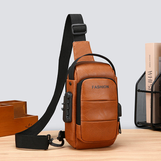 Chest bag men's backpack with USB charging and waterproof