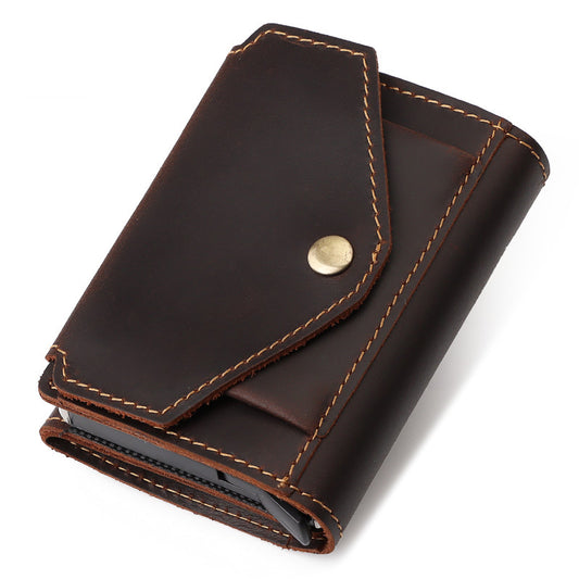 Credit Card Sleeve Retro Crazy Horse Leather RFID  Card Holder Leather Card Box