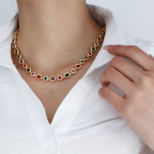 Vintage luxury  zircon necklace for women's versatile